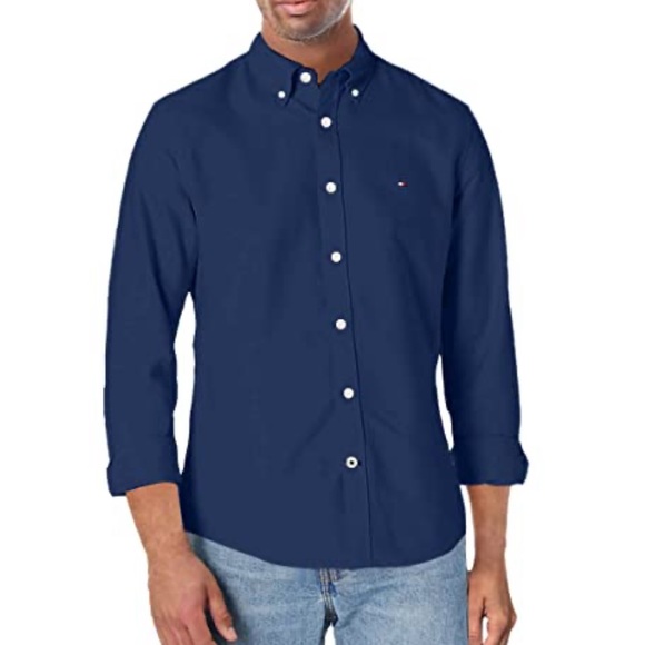 Tommy Hilfiger Shirts Tommy Hilfiger Mens Long Sleeve Solid Oxford In Custom Fit Button Down